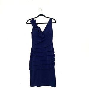 Valerie Bertinelli Navy Gathered Mini Tank Dress